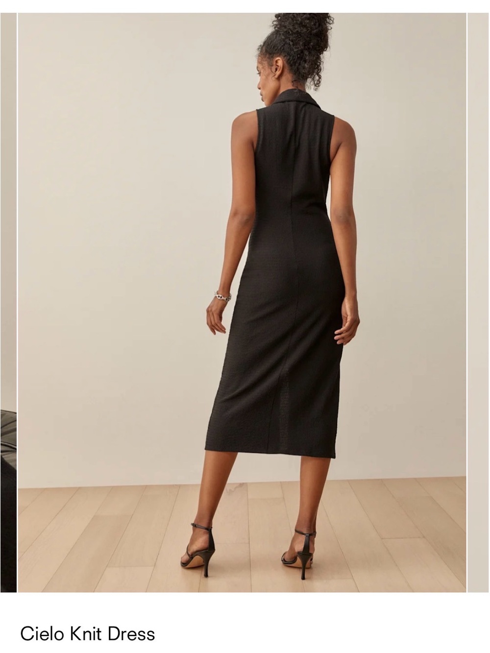 Reformation Cielo Knit Midi Dress - Black - Size M - Picture 3 of 9